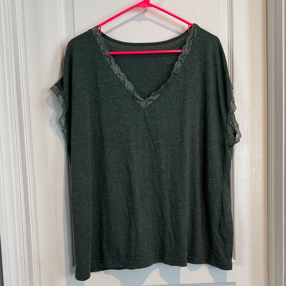 Shein lace trim tee